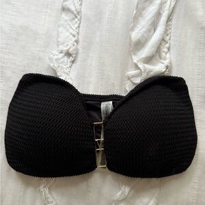 Victoria's Secret Black Ribbed Bandeau Swim Top